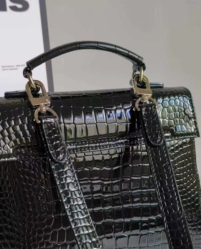 Croc-Textured Leather Mini Backpack