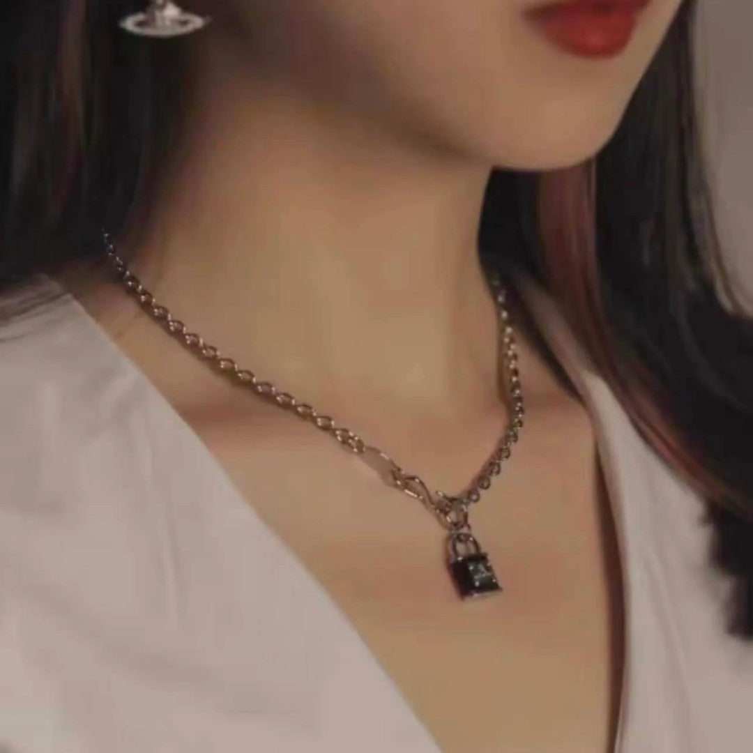 Padlock Saturn Chain Necklace