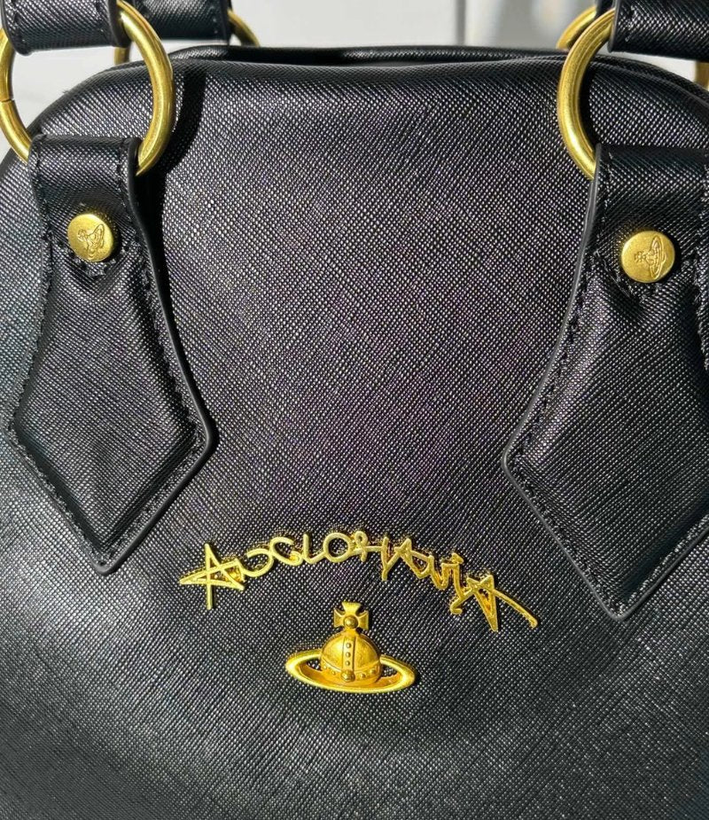 Vintage Orb Handbag with Script Accent