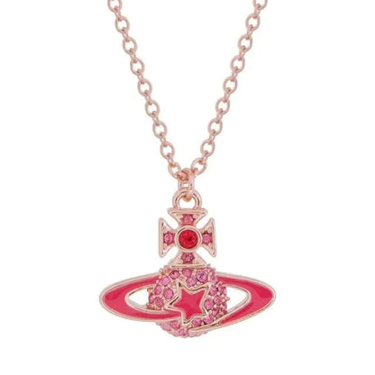 Celestial Star Saturn Pendant Necklace