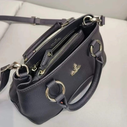 Black Leather Saturn Handbag