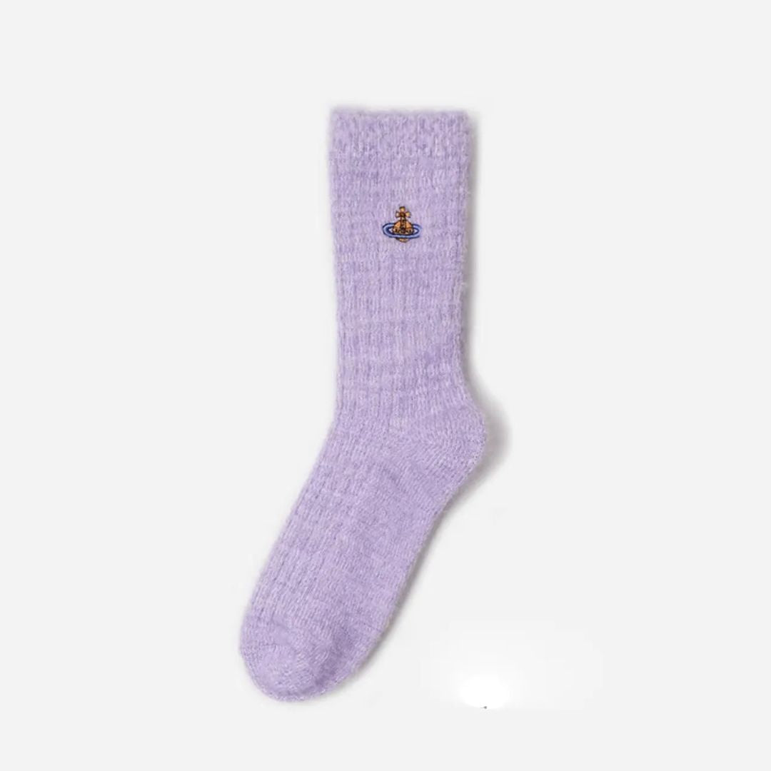 Orb Embroidered Soft Knit Crew Socks