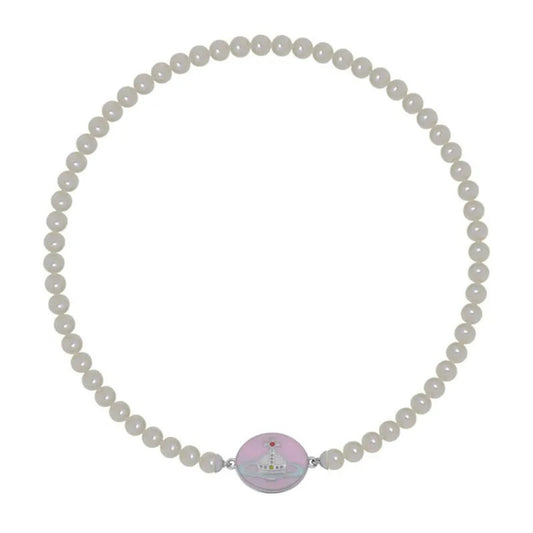 Enamel Suction Pearl Necklace