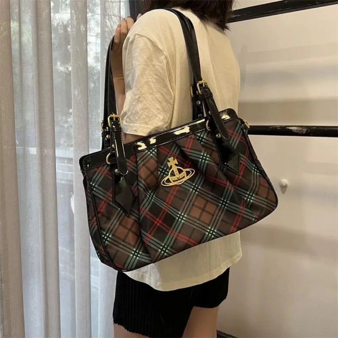 Plaid Classic Saturn Shoulder Bag