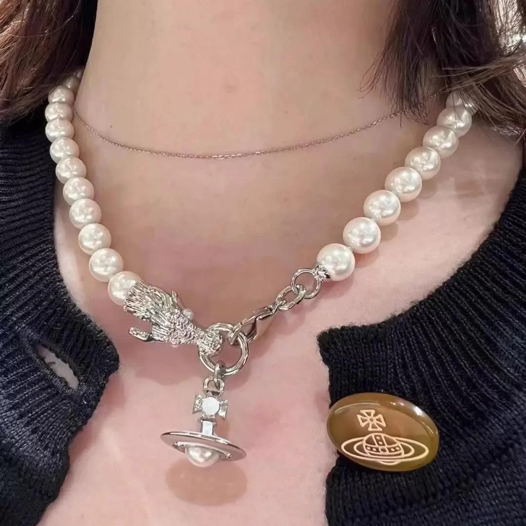 Dragon Saturn Pearl Necklace