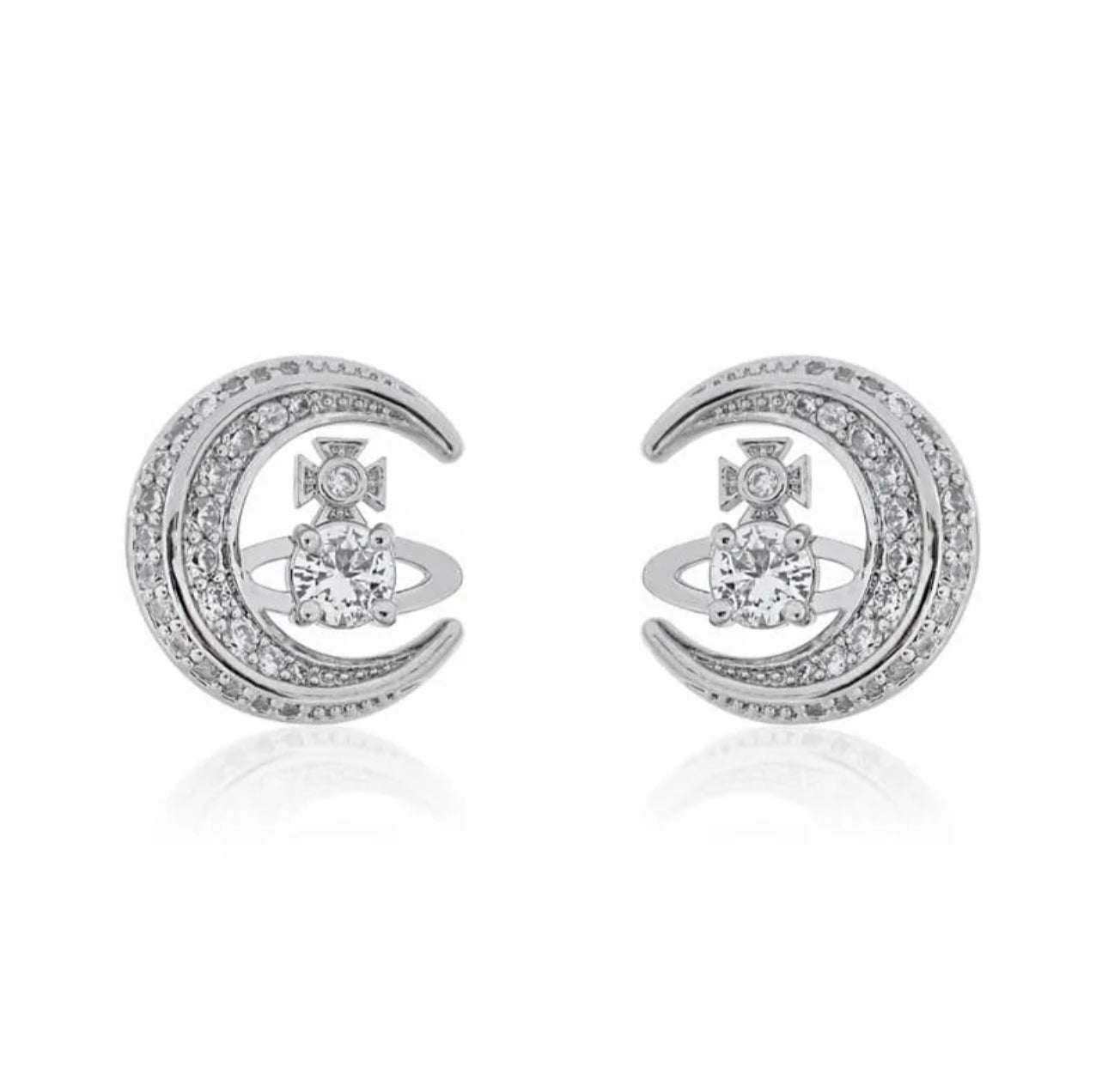 Silver Moon Earrings (with box)