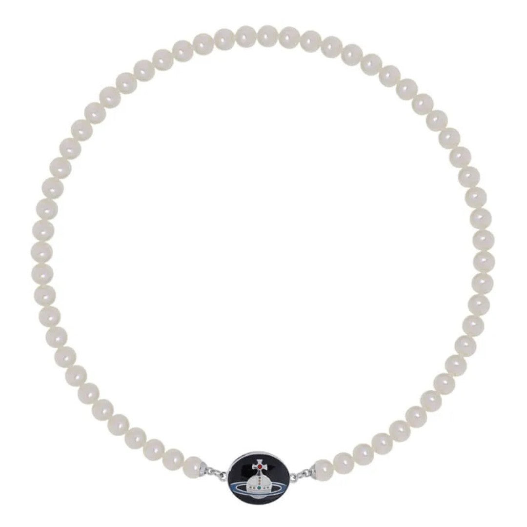 Enamel Suction Pearl Necklace