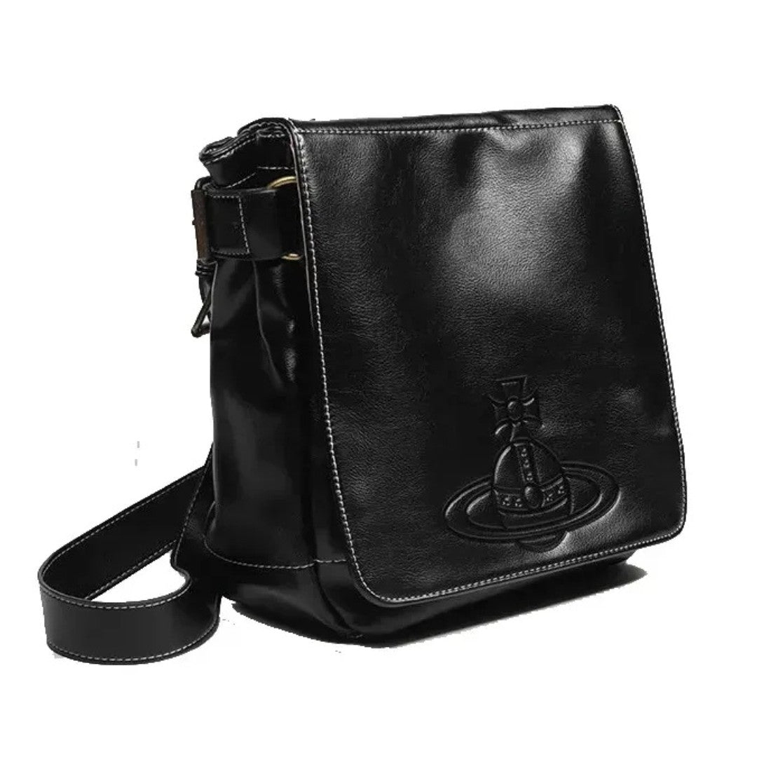 Embossed Leather Flap Shoulder Bag