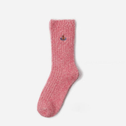 Orb Embroidered Soft Knit Crew Socks