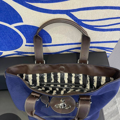 Vintage Canvas Saturn Tote Bag with Buckle Straps