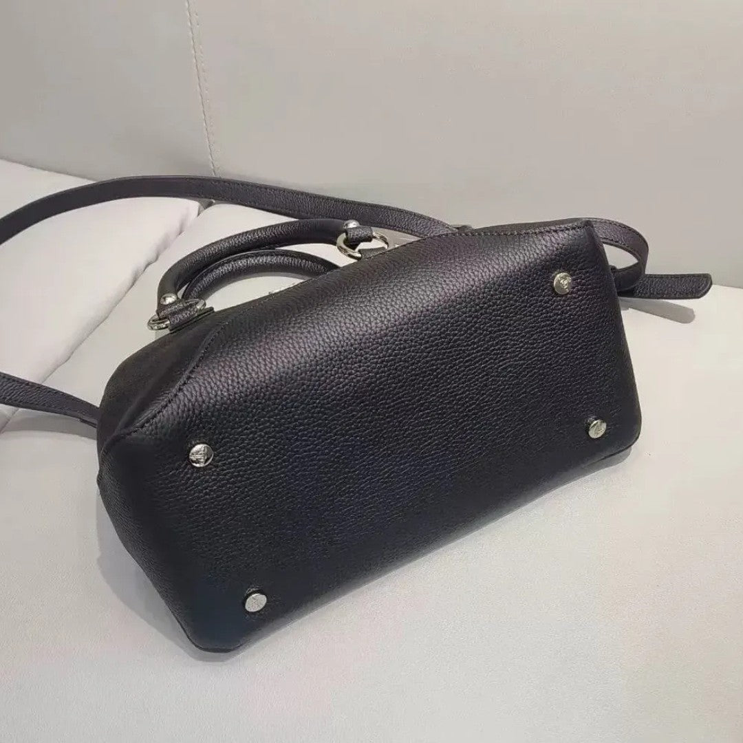 Black Leather Saturn Handbag