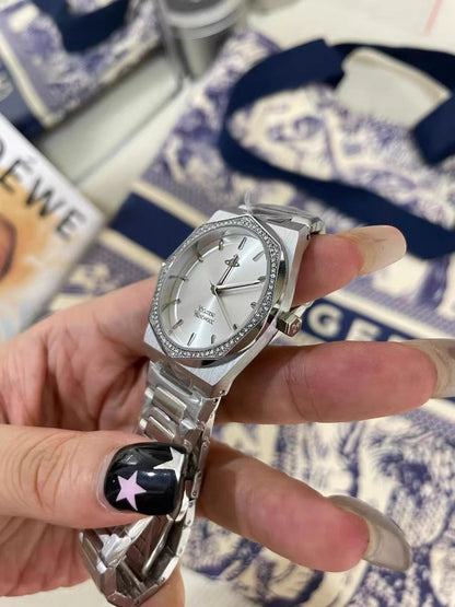 Silver Watch with White Face (with box)