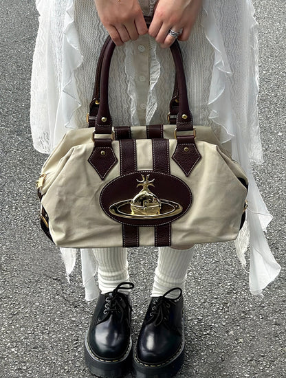 Cream orb shoulder bag