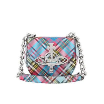 Tartan Vegan Leather Saddle Bag