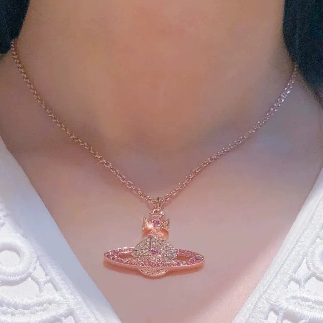 KIKA Full Diamond Saturn Necklace