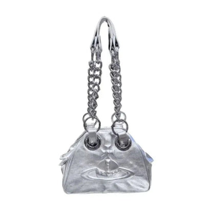 Mini Chain Handbag with Emblem
