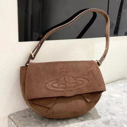 Minimal Saturn Embossed Shoulder Bag