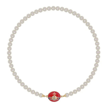 Enamel Suction Pearl Necklace