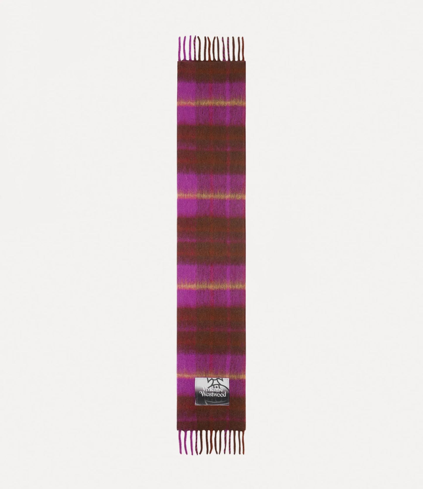 Checkered Wool Fringe Scarf