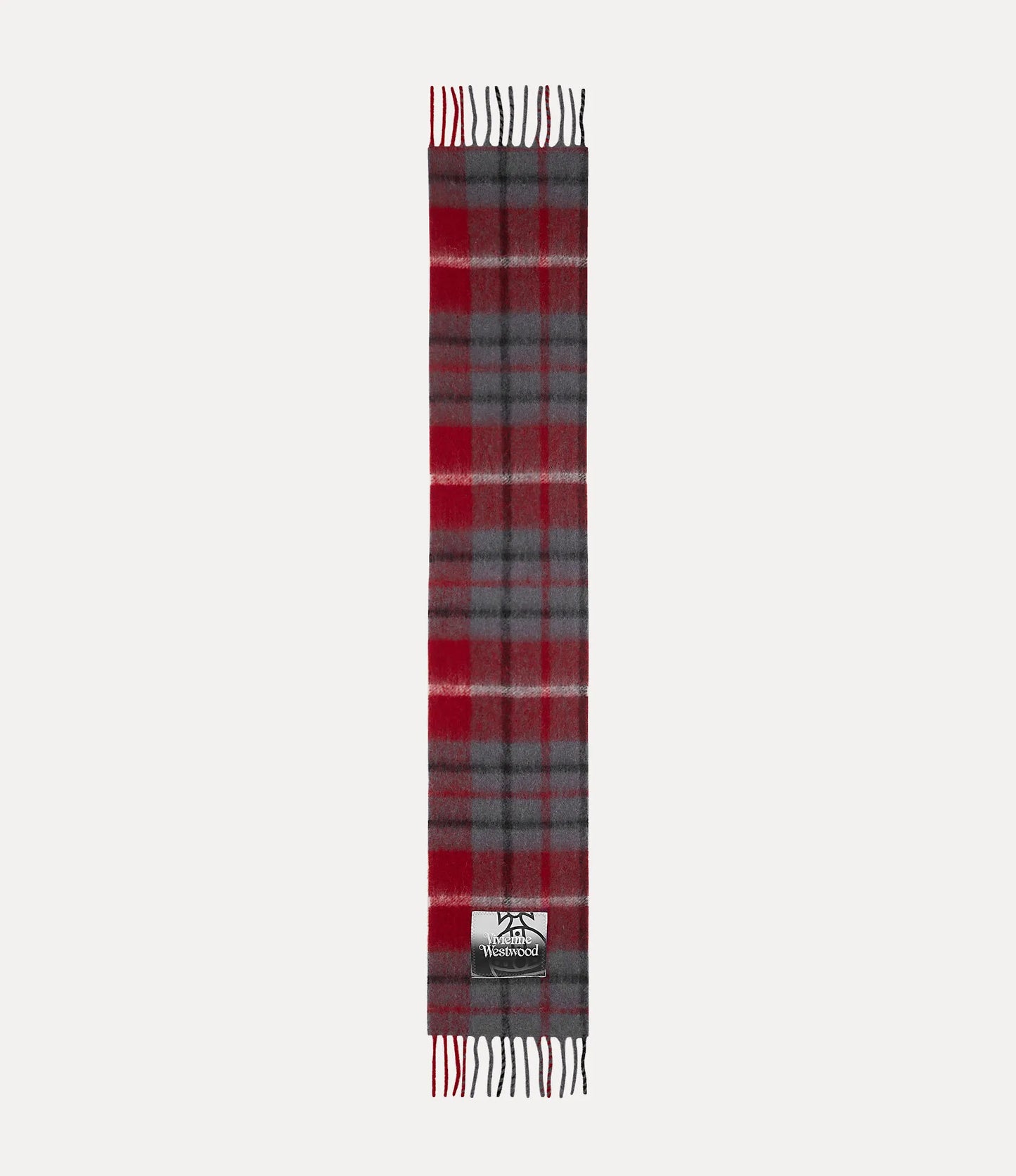 Checkered Wool Fringe Scarf