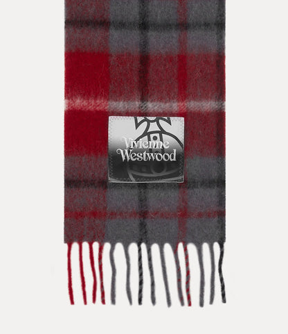 Checkered Wool Fringe Scarf
