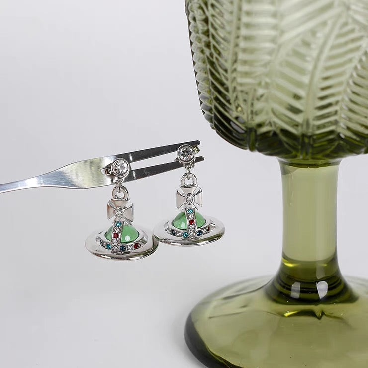 Green Orb Necklace and Earrings Set (with box)