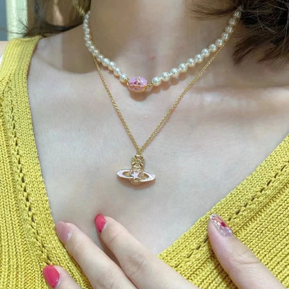 Celestial Star Saturn Pendant Necklace