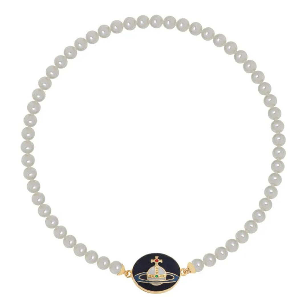 Enamel Suction Pearl Necklace