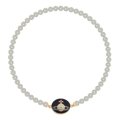 Enamel Suction Pearl Necklace