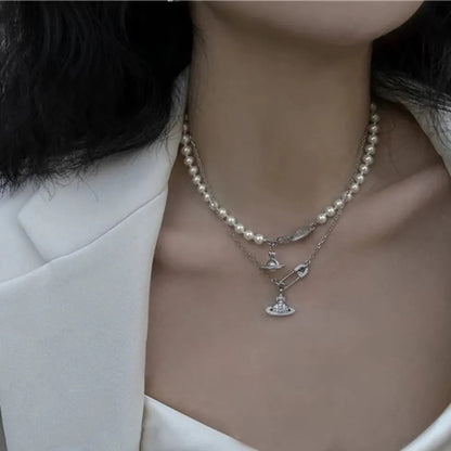 SIMONETTA Lacquered Saturn Pearl Necklace