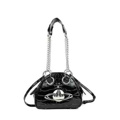 Mini Chain Handbag with Emblem