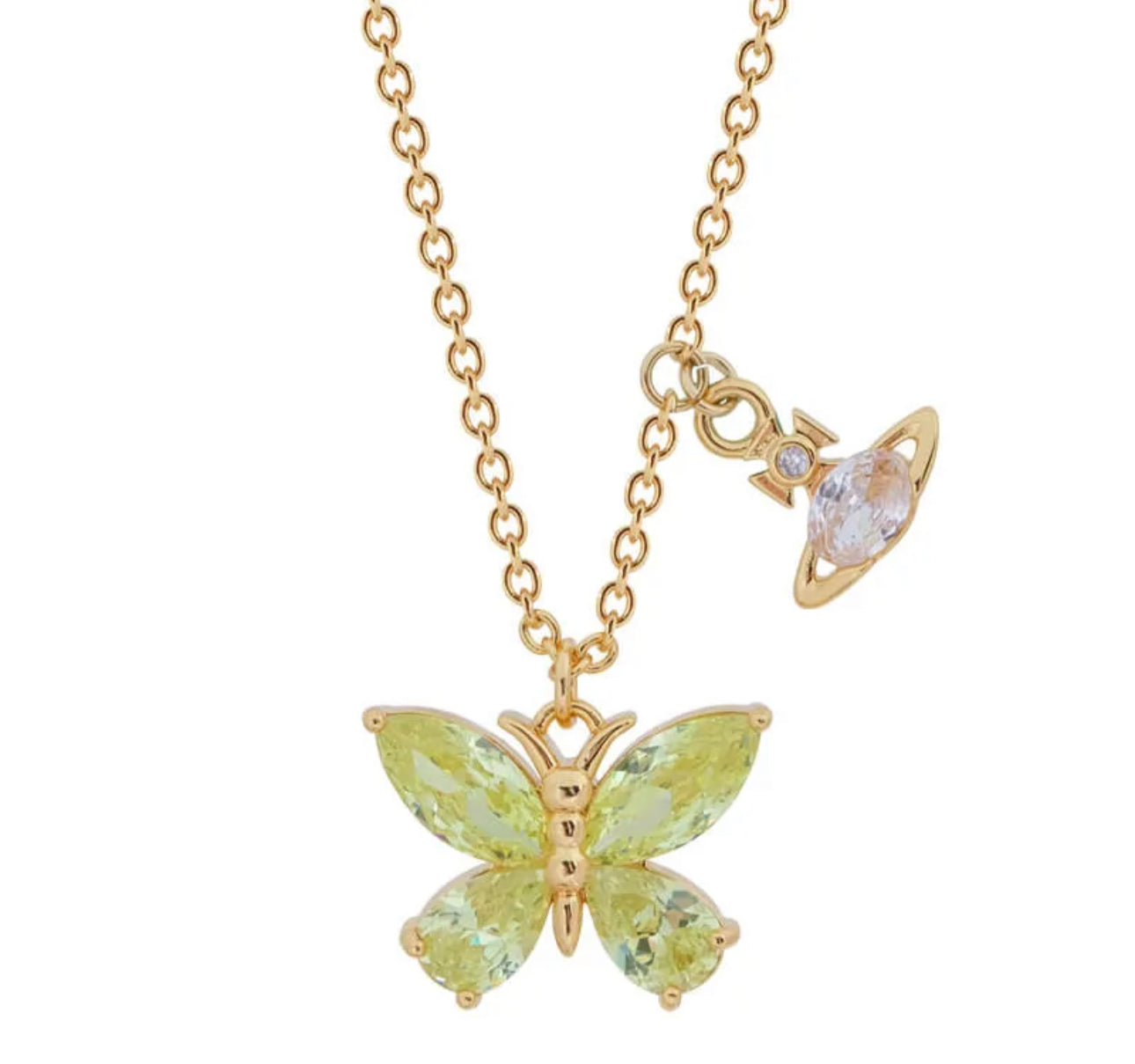 NEW-ELIANNE Butterfly Saturn Diamond Necklace (with box)