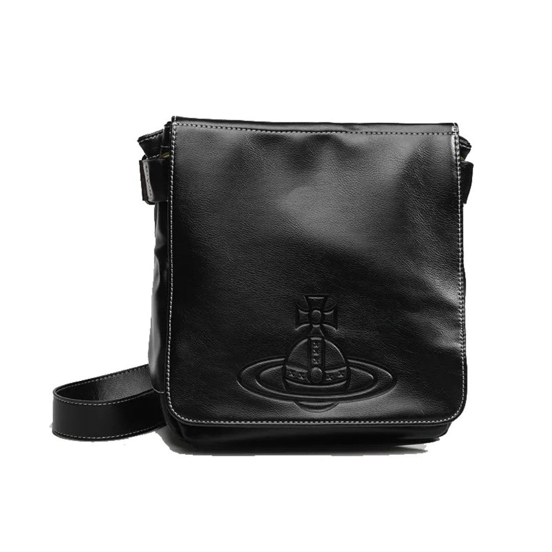 Embossed Leather Flap Shoulder Bag