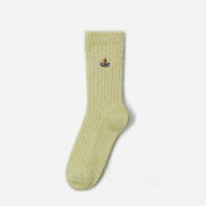 Orb Embroidered Soft Knit Crew Socks