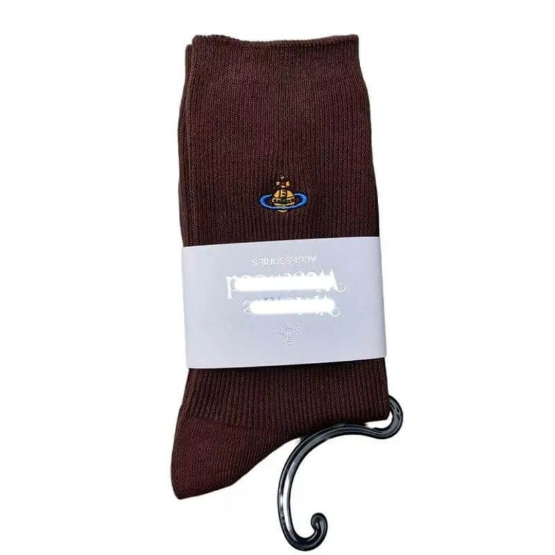 Embroidered Orb Ribbed Socks