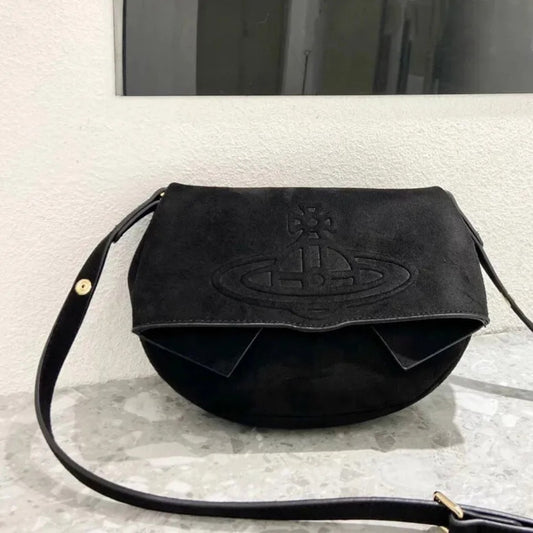 Minimal Saturn Embossed Shoulder Bag