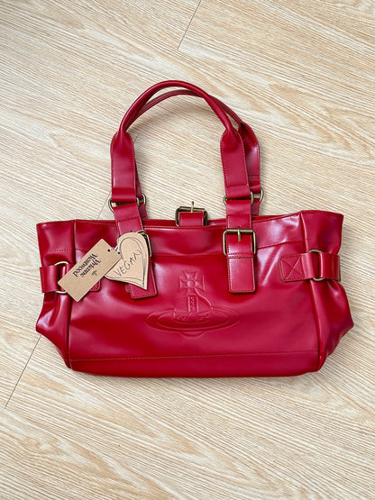 Cherry red Vwnana’s leather messenger bag (with dust bag) + free cardholder gift