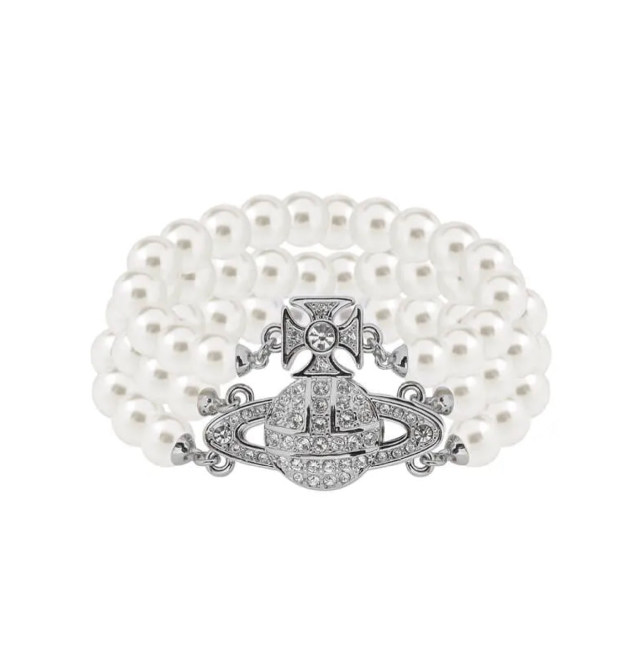 Silver Triple Layered Pearl Bracelet (with box)