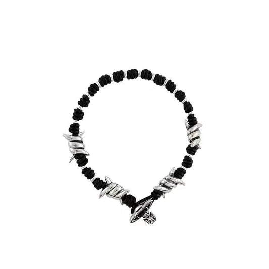 Orb Spike Bead Bracelet – Black & Silver (with box)