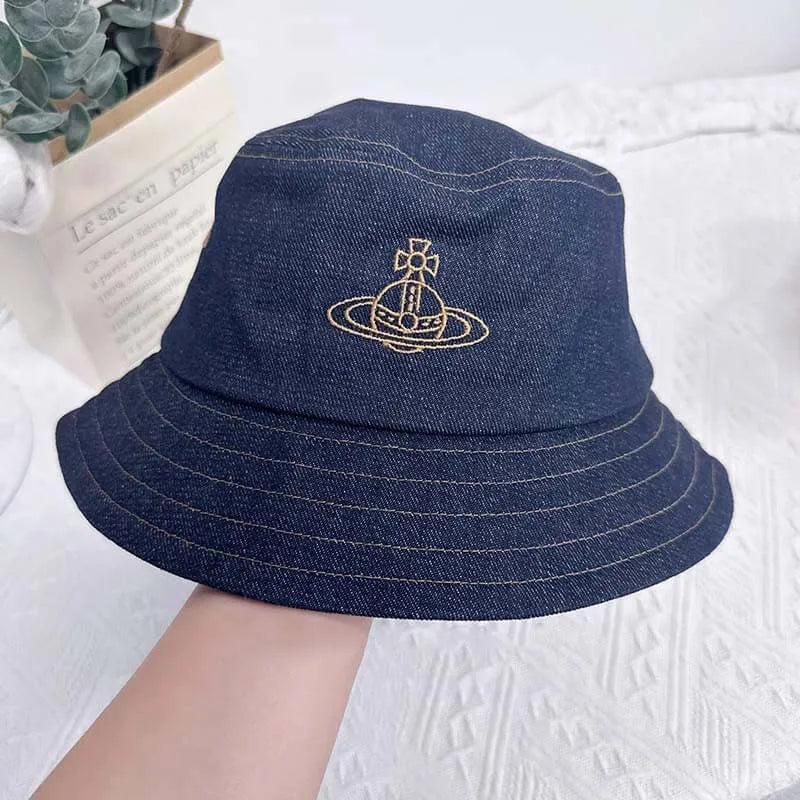 Embroidered Orb Denim Bucket Hat