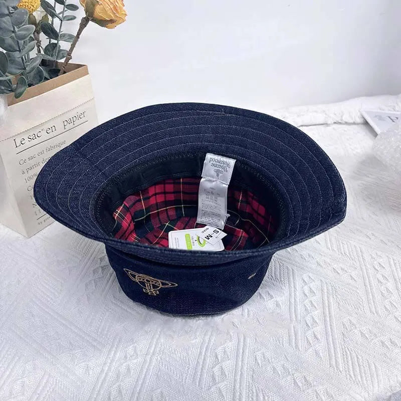 Embroidered Orb Denim Bucket Hat