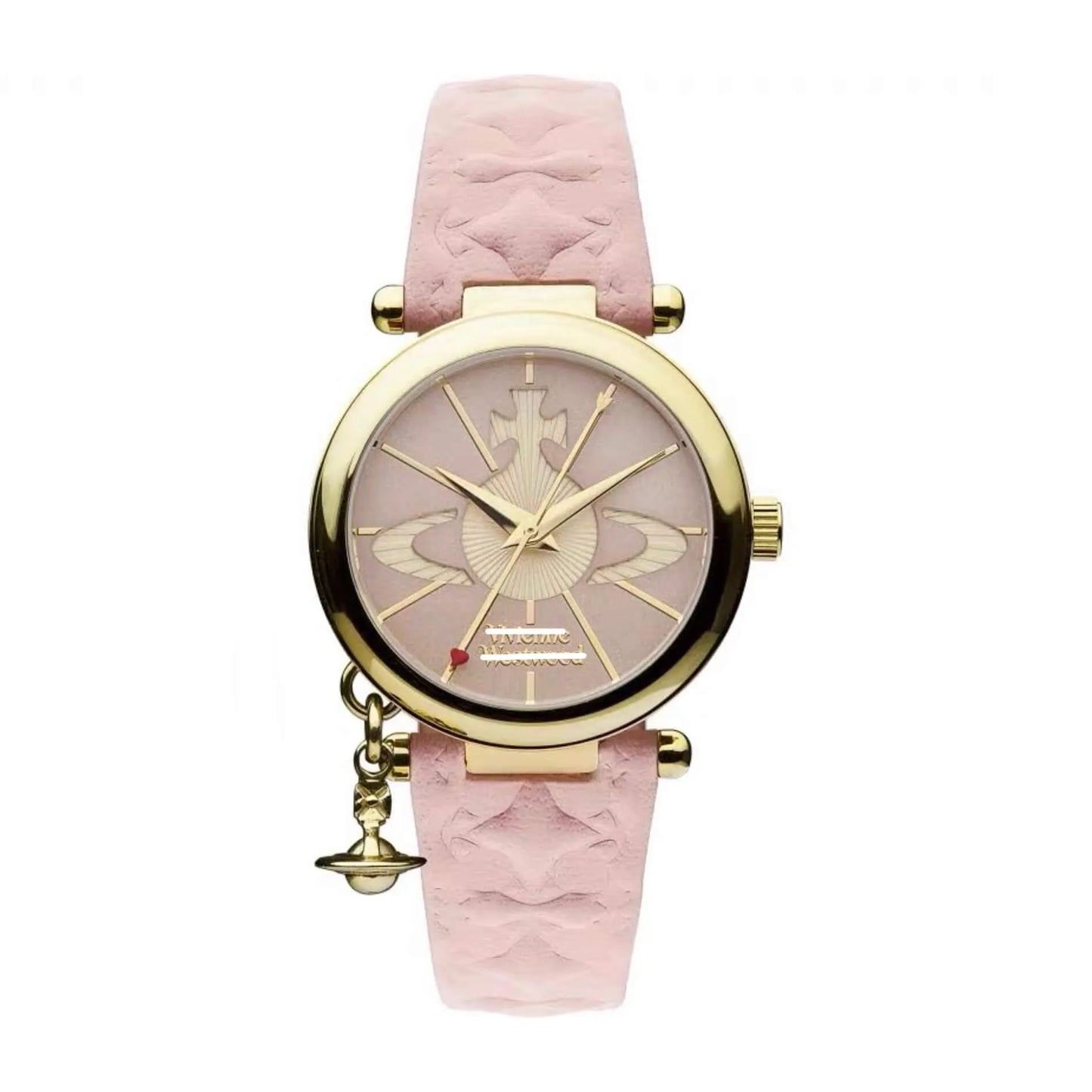 Embossed Orb Charm Leather Watch