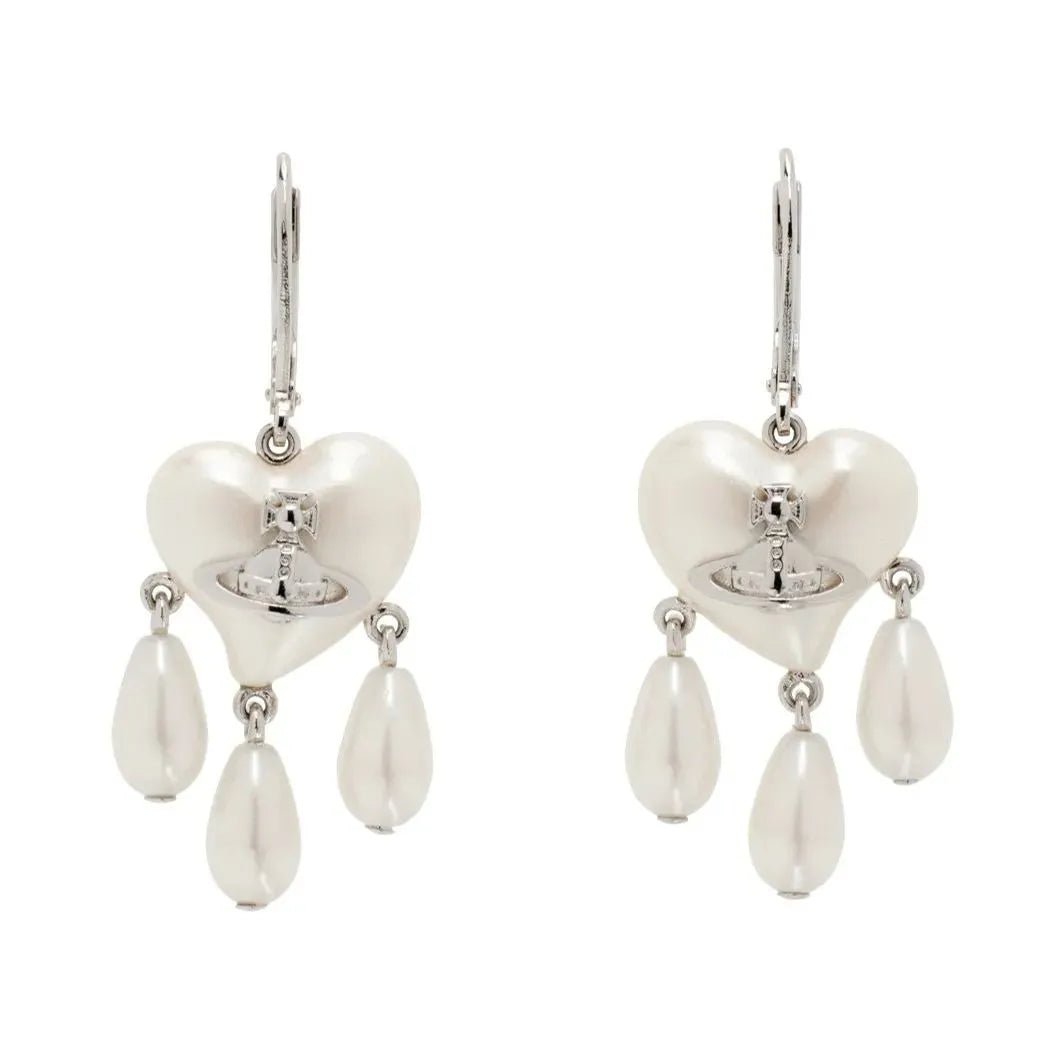 Heart Charm Orb Drop Earrings