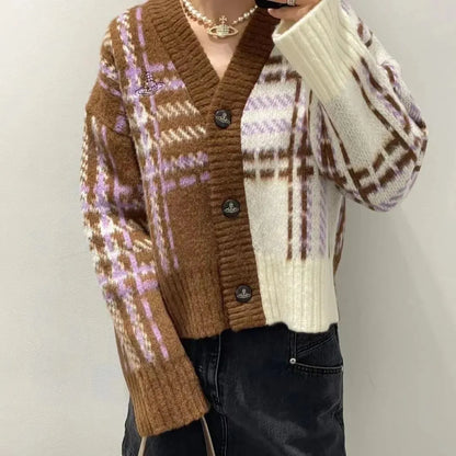 Tartan Fade Button Cardigan