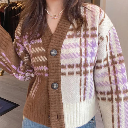 Tartan Fade Button Cardigan