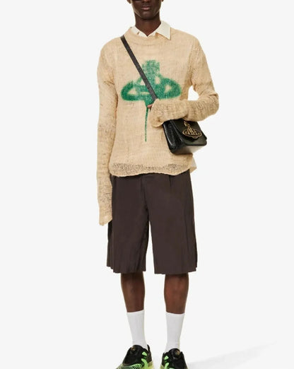 Distressed Knit Long Sleeve Sweater