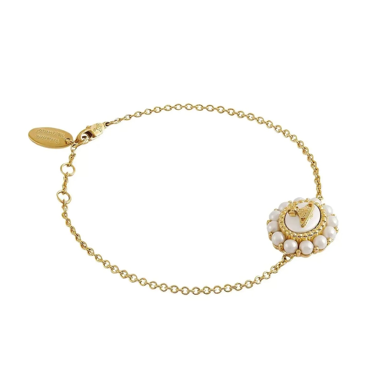 Pearl-Trimmed Orb Emblem Bracelet