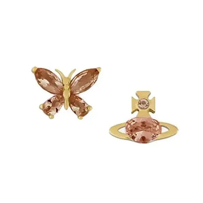 Butterfly & Orb Mismatched Stud Earrings