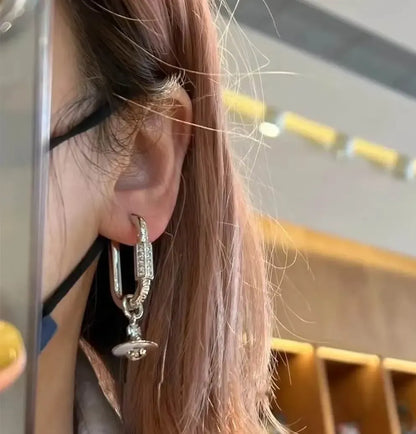 Geometric Link Orb Drop Earrings