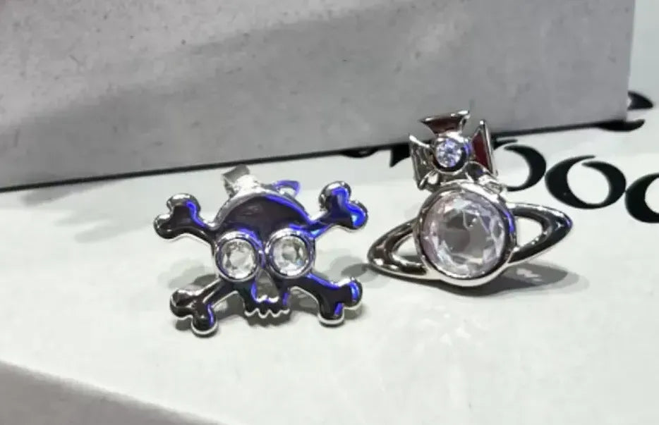 Skull & Orb Mismatched Stud Earrings